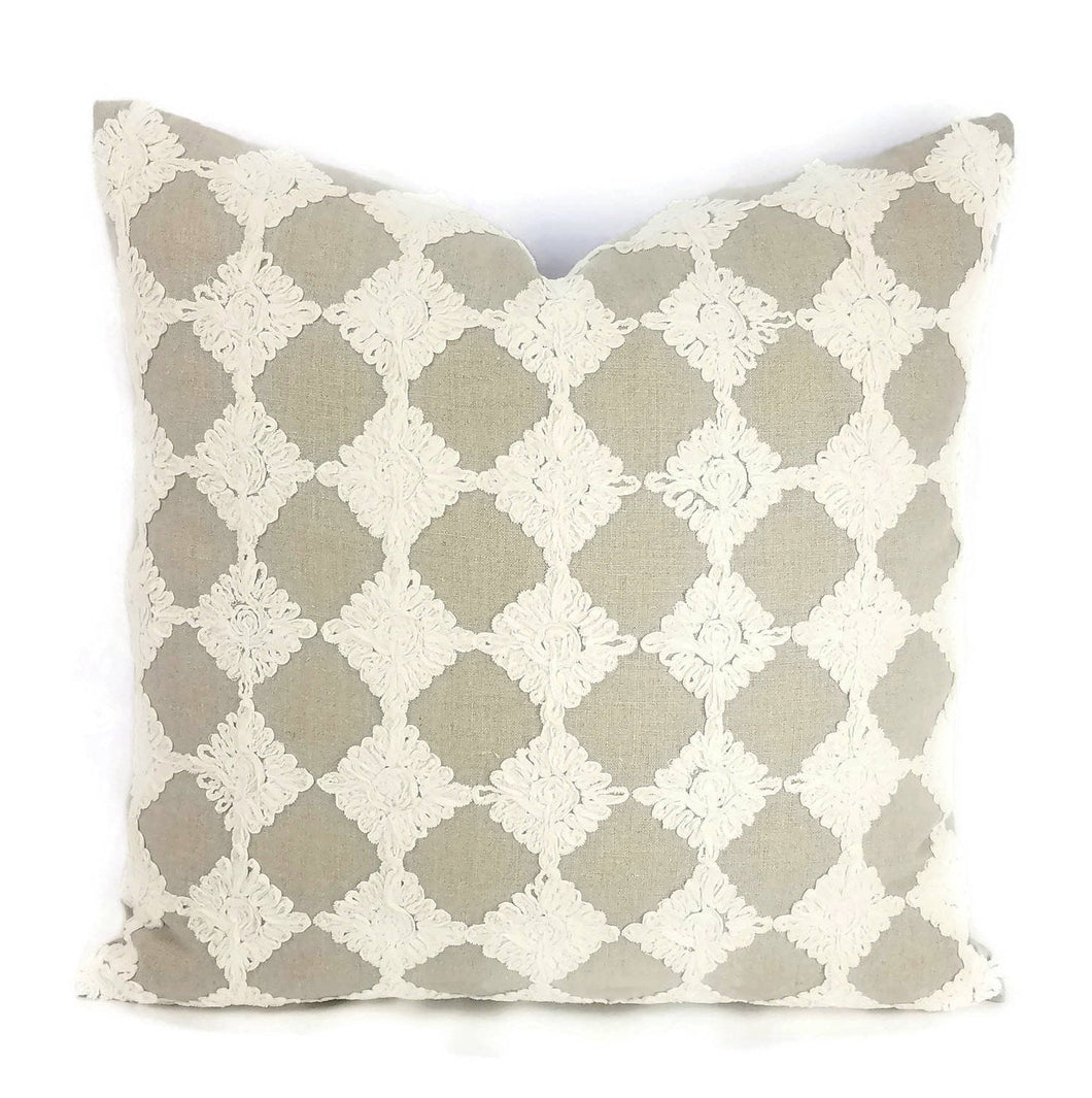 F. Schumacher is Rosette Embroidery Linen Pillow Cover