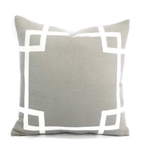 Load image into Gallery viewer, Gray Heavy Linen with White Ribbon Embellishment Pillow Cover
