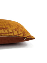 Load image into Gallery viewer, Rust and Gold Square Pattern Lumbar Pillow Cover - 13.5&quot; x 22&quot;
