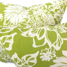 Load image into Gallery viewer, Biko Leaf Green and White Cotton Pillow Cover
