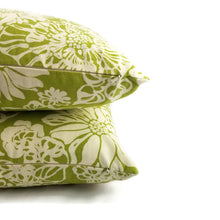 Load image into Gallery viewer, Biko Leaf Green and White Cotton Pillow Cover
