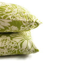 Load image into Gallery viewer, Biko Leaf Green and White Cotton Pillow Cover
