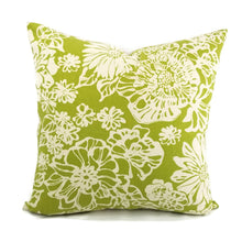 Load image into Gallery viewer, Biko Leaf Green and White Cotton Pillow Cover
