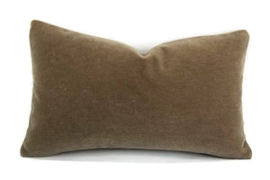 12" x 20" S. Harris Melrose Mohair Velvet in Linen Lumbar Pillow Cover - Rectangle Brown Accent Cushion Case