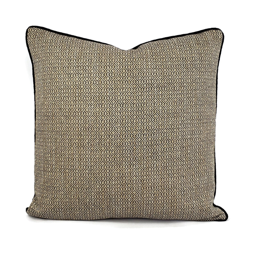 F. Schumacher Mamet in Coal with Black Cording Pillow Cover - 20