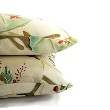 Load image into Gallery viewer, Japaneses Fan Floral Cotton Pillow Cover - 20&quot; x 20&quot; Cream Cushion Case
