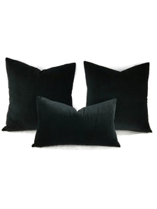 Solid Black Short Hair Velvet Pillow Cover - 20" x 20" Black Velvet Throw Pillow Cover