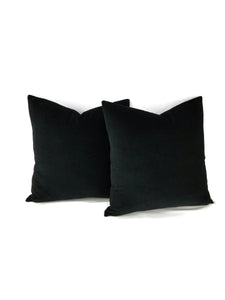 Solid Black Short Hair Velvet Pillow Cover - 20" x 20" Black Velvet Throw Pillow Cover