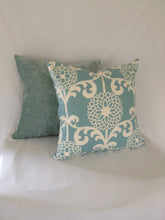 Load image into Gallery viewer, Fun Floret Spa Light Blue and Cream Floral Cotton Pillow Cover
