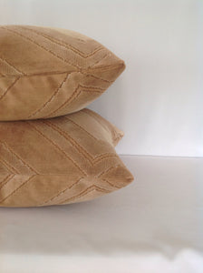 Vintage Tan Velvet Chevron Pattern Pillow Cover